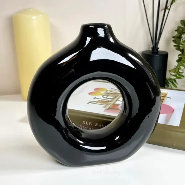 Black White Round Ceramic Vases