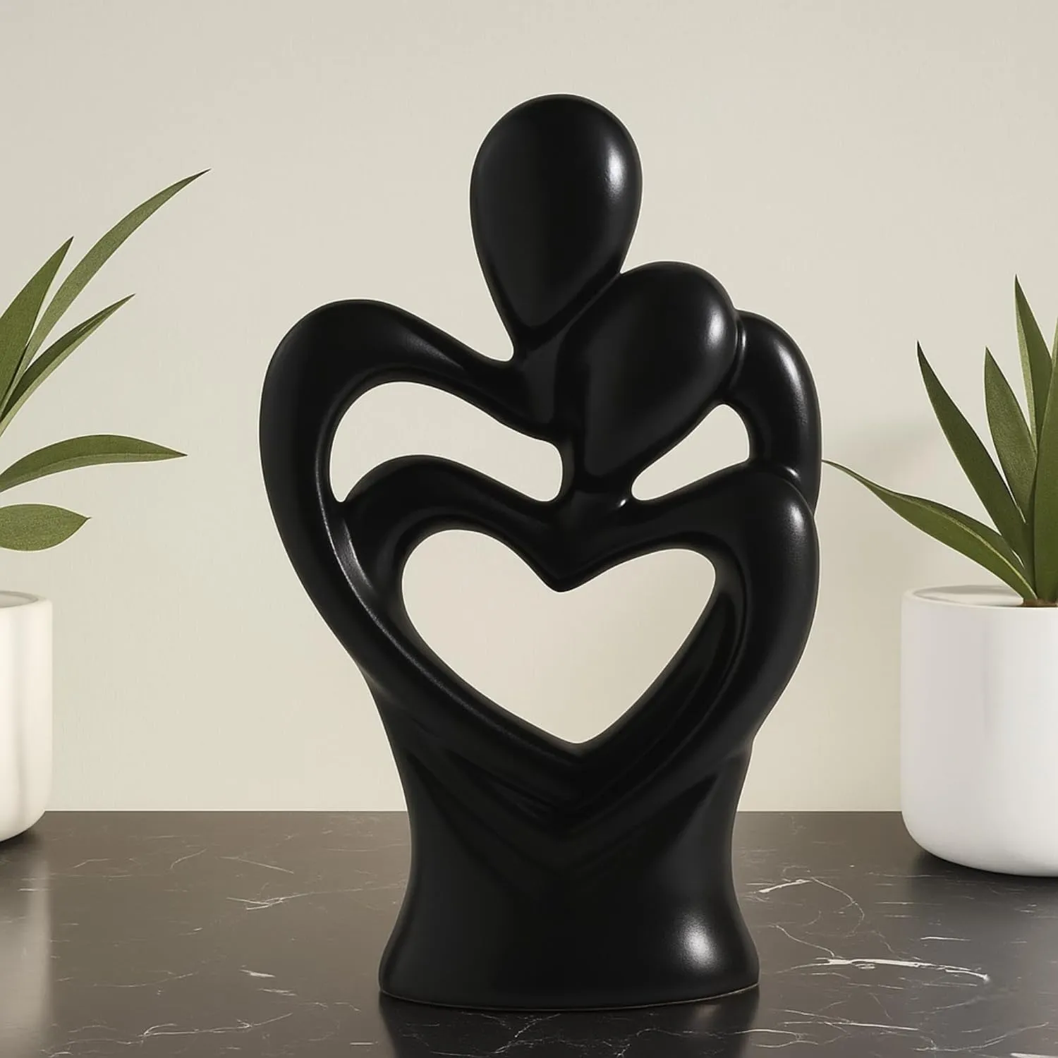 Hugging Couple Heart Statue