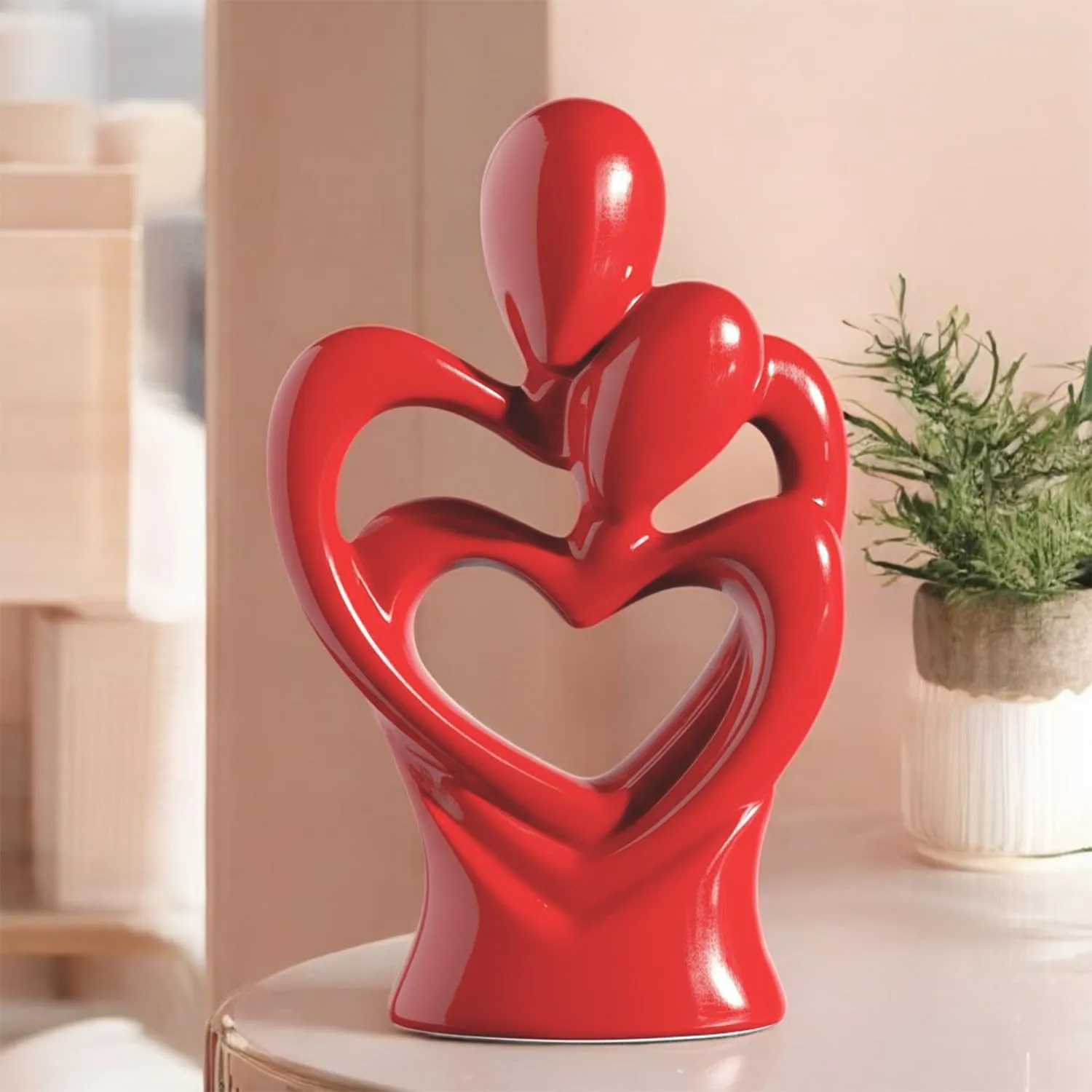 Hugging Couple Heart Statue