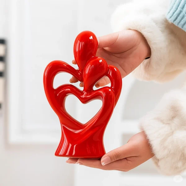 Hugging Couple Heart Statue