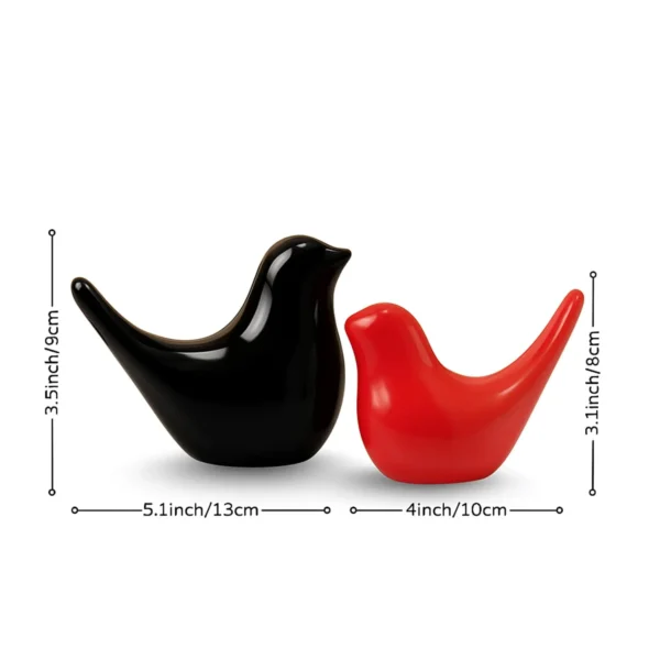 Black Red Birds Figurine Set