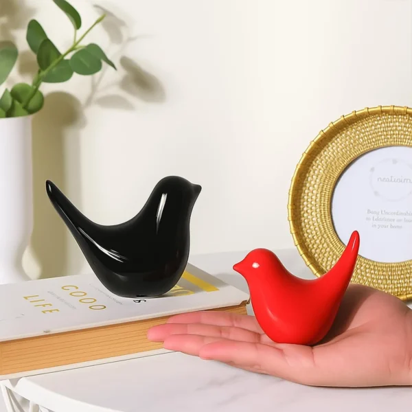 Black Red Birds Figurine Set