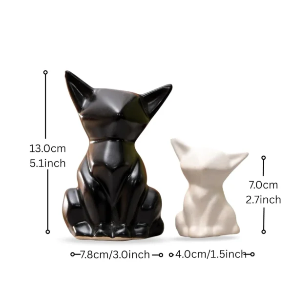 White Black Fox Figurine Set