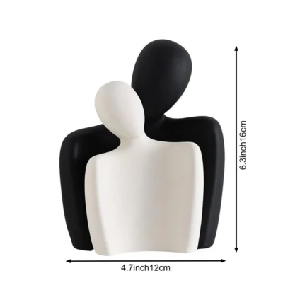 Black White Loving Couple Statue