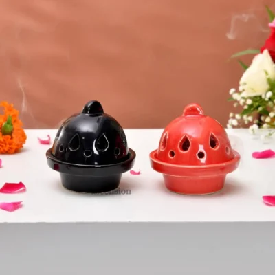 Red Black Dome Incense Burner