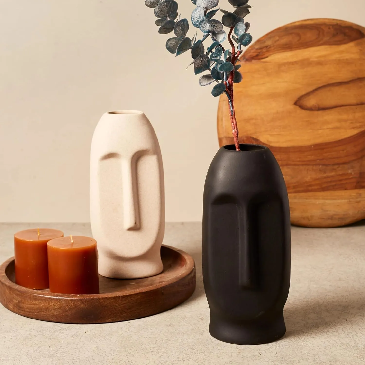 Abstract Face Ceramic Vases