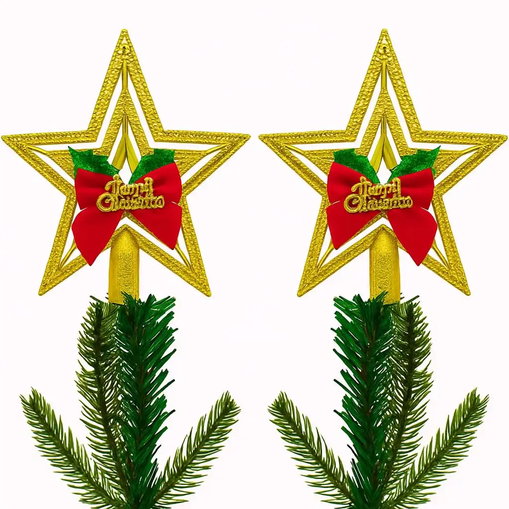 Ascension Pack of 2 Christmas Tree Hanging Star for Christmas Decoration Tree Top Xmas Hangings Ornaments for Party, Birthday, New Year Decoration & Gift Item