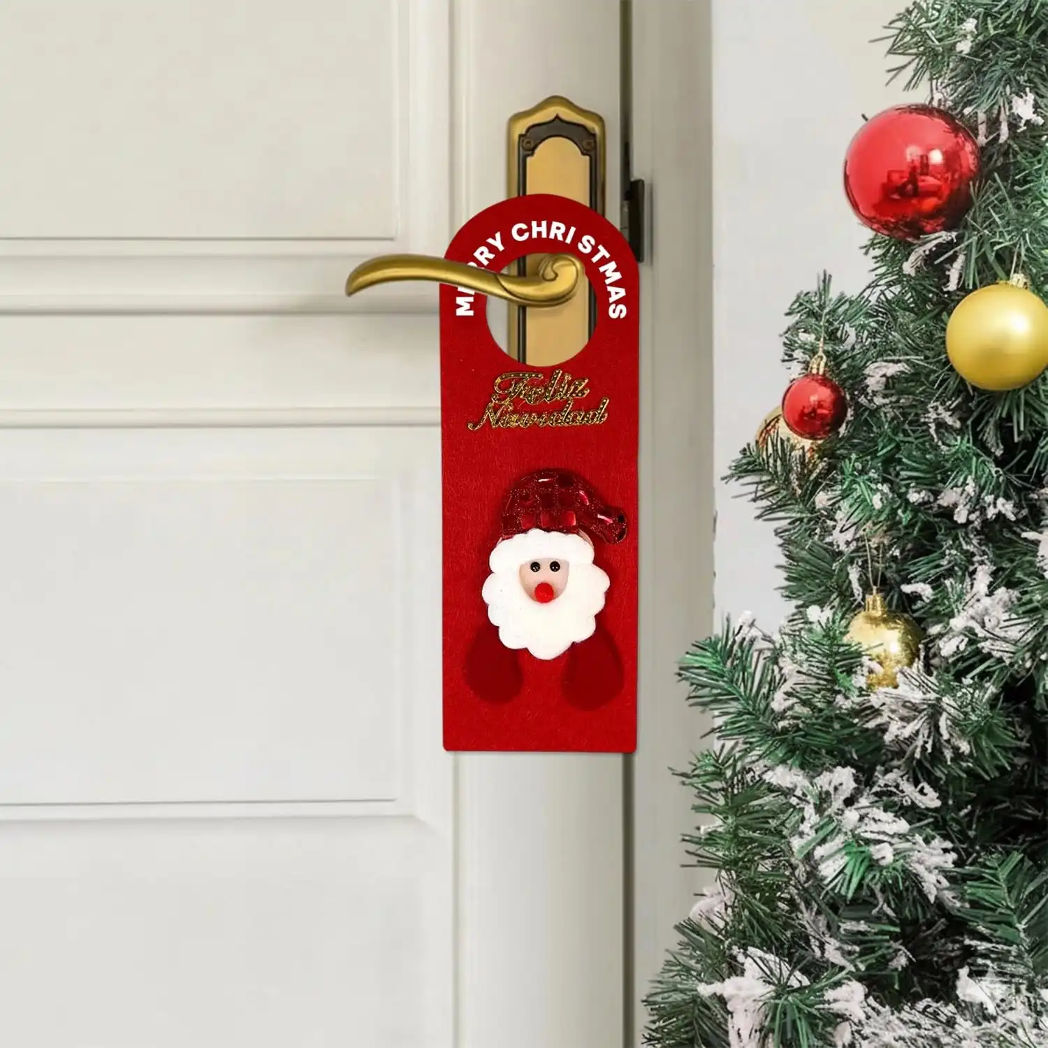 Ascension 1pcs Christmas Door Hanger Holiday doorknob Decorations on Xmas Door Knob Christmas Ornament for Home Hotel Door Decoration Christmas Door Handle Xmas Party Decor Ornaments