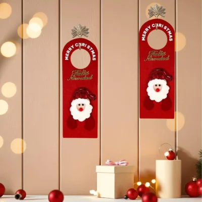 Ascension Pack of 2 Christmas Door Hanger Holiday doorknob Decorations on Xmas Door Knob Christmas Ornament for Home Hotel Door Decoration Christmas Door Handle Xmas Party Decor Ornaments