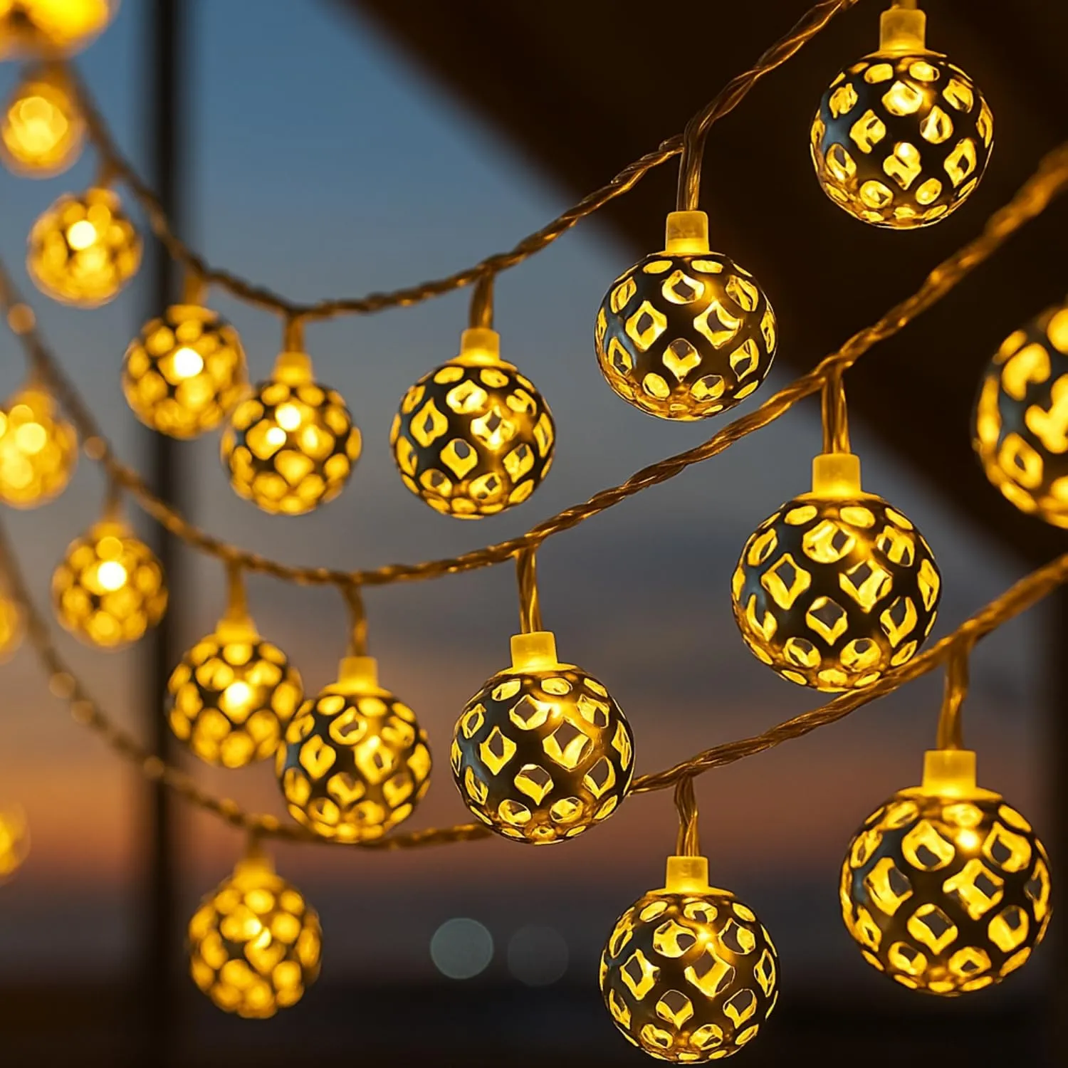 ascension 3 Meter Metal Ball Shape String Lights Indoor Outdoor Decorative Fairy Lights Curtain for Patio, Gardens, Halloween Christmas Party, Navratre Diwali Navratri Lights lamp (Warm White - Image 2