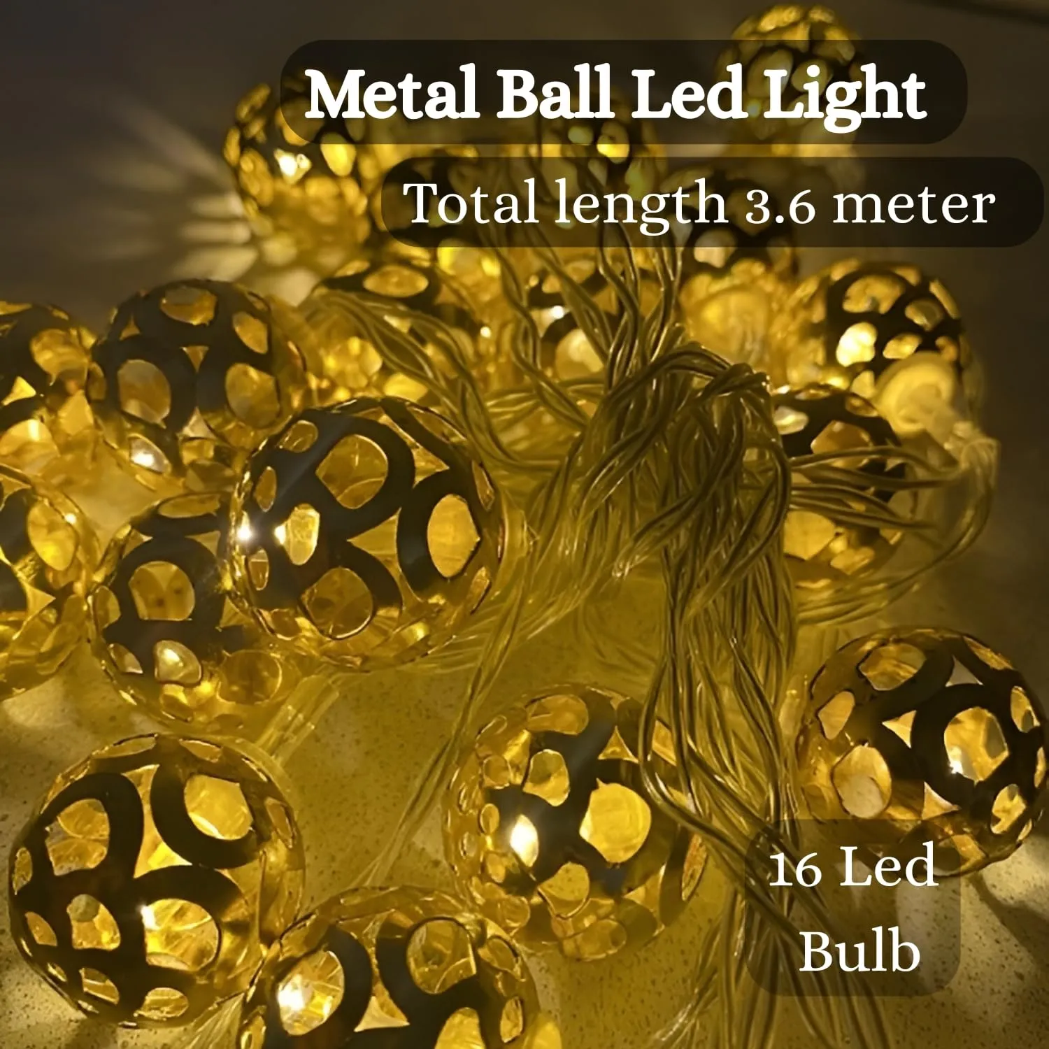 ascension 3 Meter Metal Ball Shape String Lights Indoor Outdoor Decorative Fairy Lights Curtain for Patio, Gardens, Halloween Christmas Party, Navratre Diwali Navratri Lights lamp (Warm White - Image 3