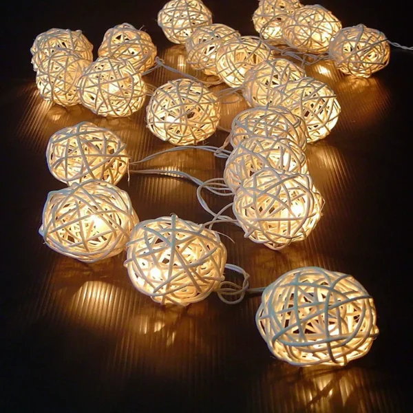 Rattan Globe String Lights