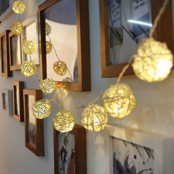 Rattan Globe String Lights