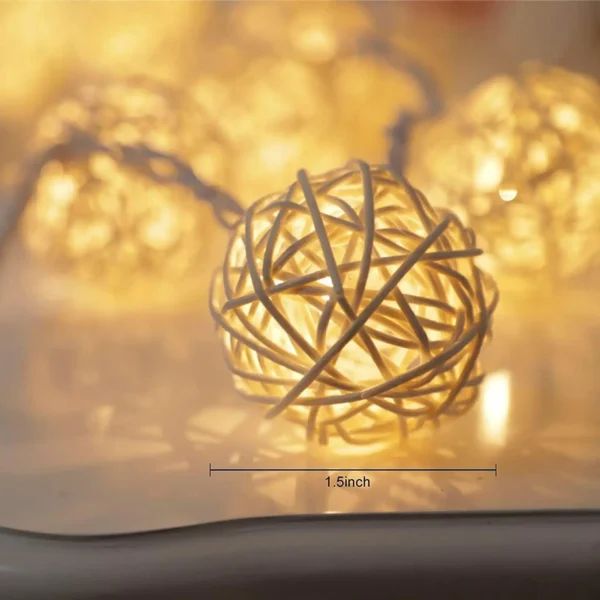 Rattan Globe String Lights
