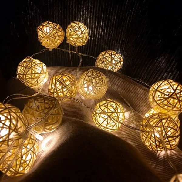 Rattan Globe String Lights