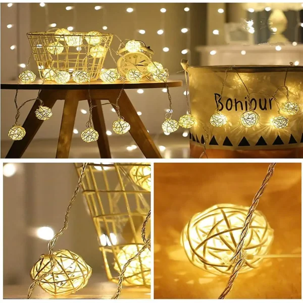 Rattan Globe String Lights