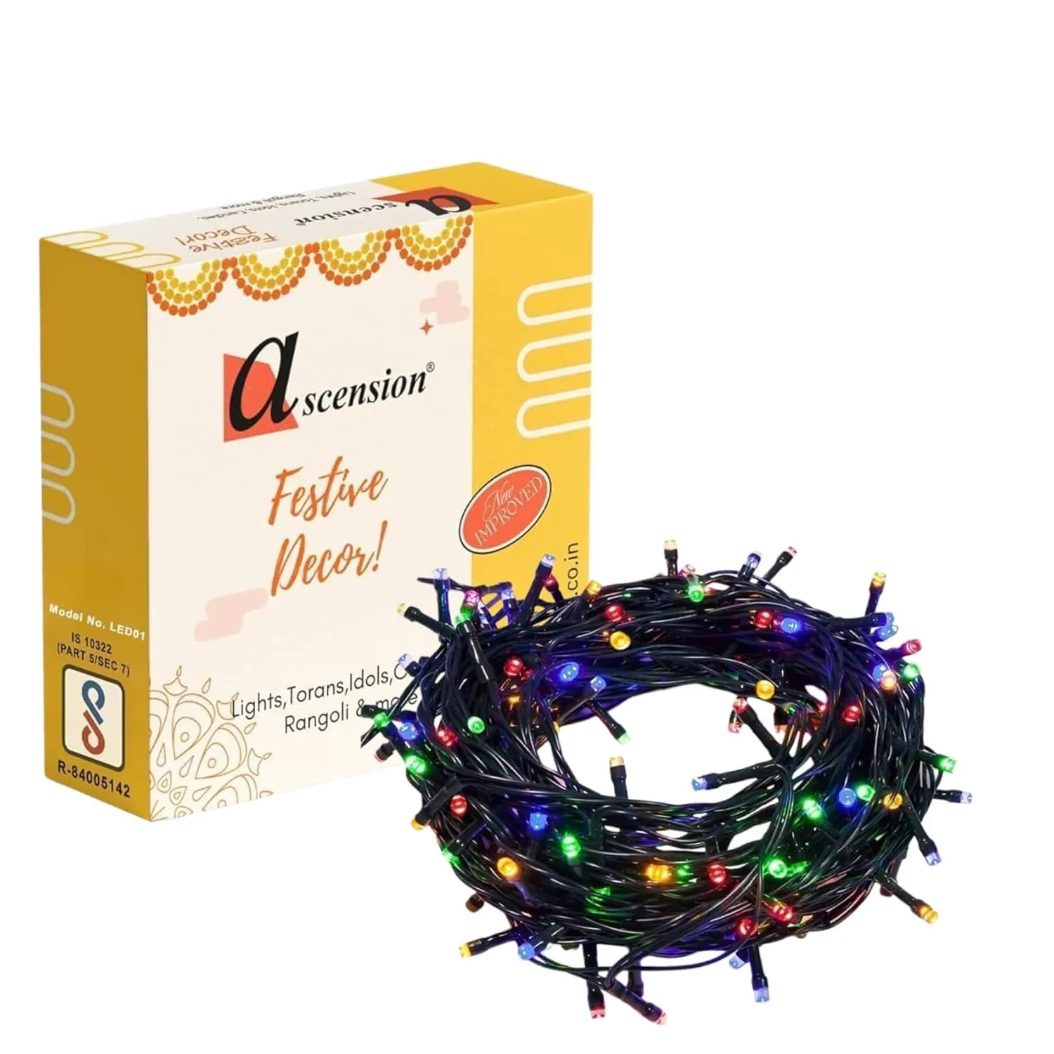 Ascension 103 feet 144 LED Serial Blubs String Light for Indoor Outdoor D?cor String Lights for Diwali, Navratri,Party,Ramadan,Christmas Decoration Led Lights for Home Festival Decoration (Multicolor)