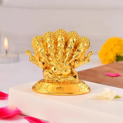 Golden Panchmukhi Ganesha Idol