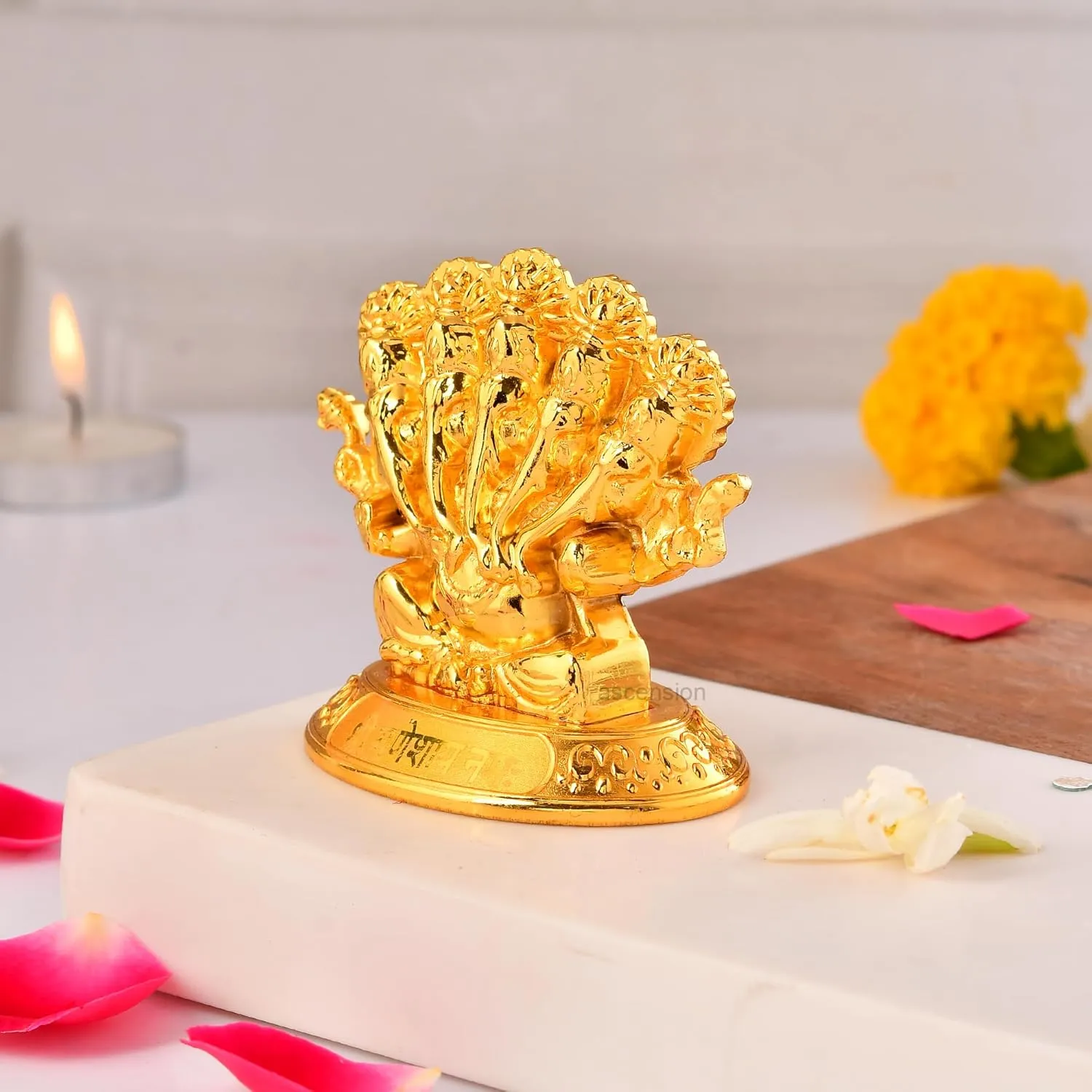 Golden Panchmukhi Ganesha Idol