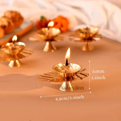Metal Diya Leaf Shaped Lamp for Pooja Room