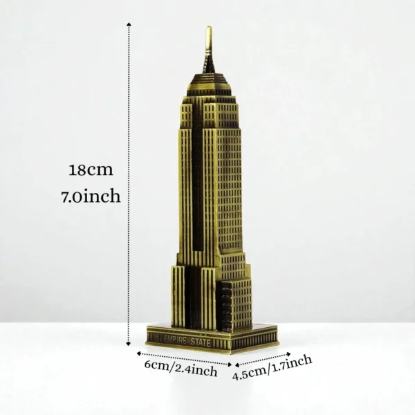 ascension Antique Finish Empire State Building Miniature Showpiece for Study Table Office Desk Living Room Decoration Accessories Replica, Small Metal Souvenir Model Perfect for Home Decor or Gift - Image 2