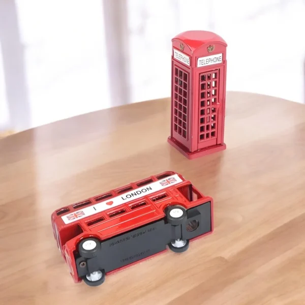 ascension London Red Telephone Booth & Double Decker Red Bus Miniature Showpiece for Home Office Living Room Study Table Desk Decor Accessories British Collectible Souvenir Showpiece & Kids Gift Item - Image 2