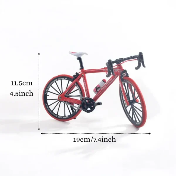 Ascension Miniature Red Racing Bicycle Model High Speed Alloy Toy Bike with Detachable Parts & Water Bottle For Home, Office, Study Table, Desk, Decoration Accessories Cycle for Kids & Gift Item (RED) - Image 2