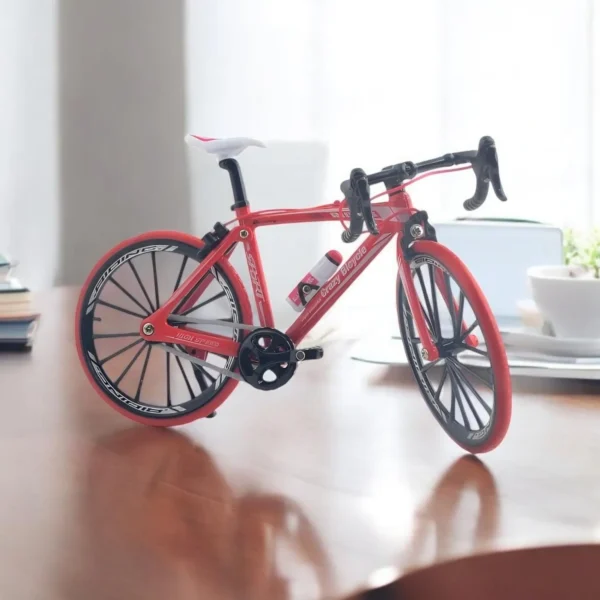 Ascension Miniature Red Racing Bicycle Model High Speed Alloy Toy Bike with Detachable Parts & Water Bottle For Home, Office, Study Table, Desk, Decoration Accessories Cycle for Kids & Gift Item (RED) - Image 3