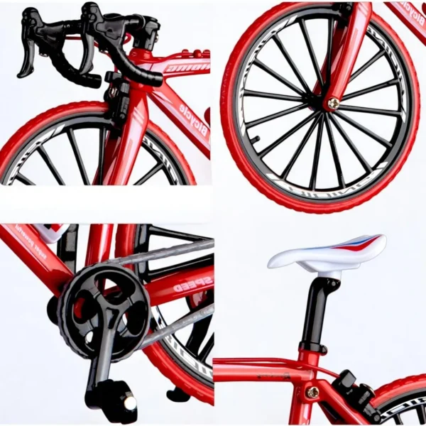 Ascension Miniature Red Racing Bicycle Model High Speed Alloy Toy Bike with Detachable Parts & Water Bottle For Home, Office, Study Table, Desk, Decoration Accessories Cycle for Kids & Gift Item (RED) - Image 4