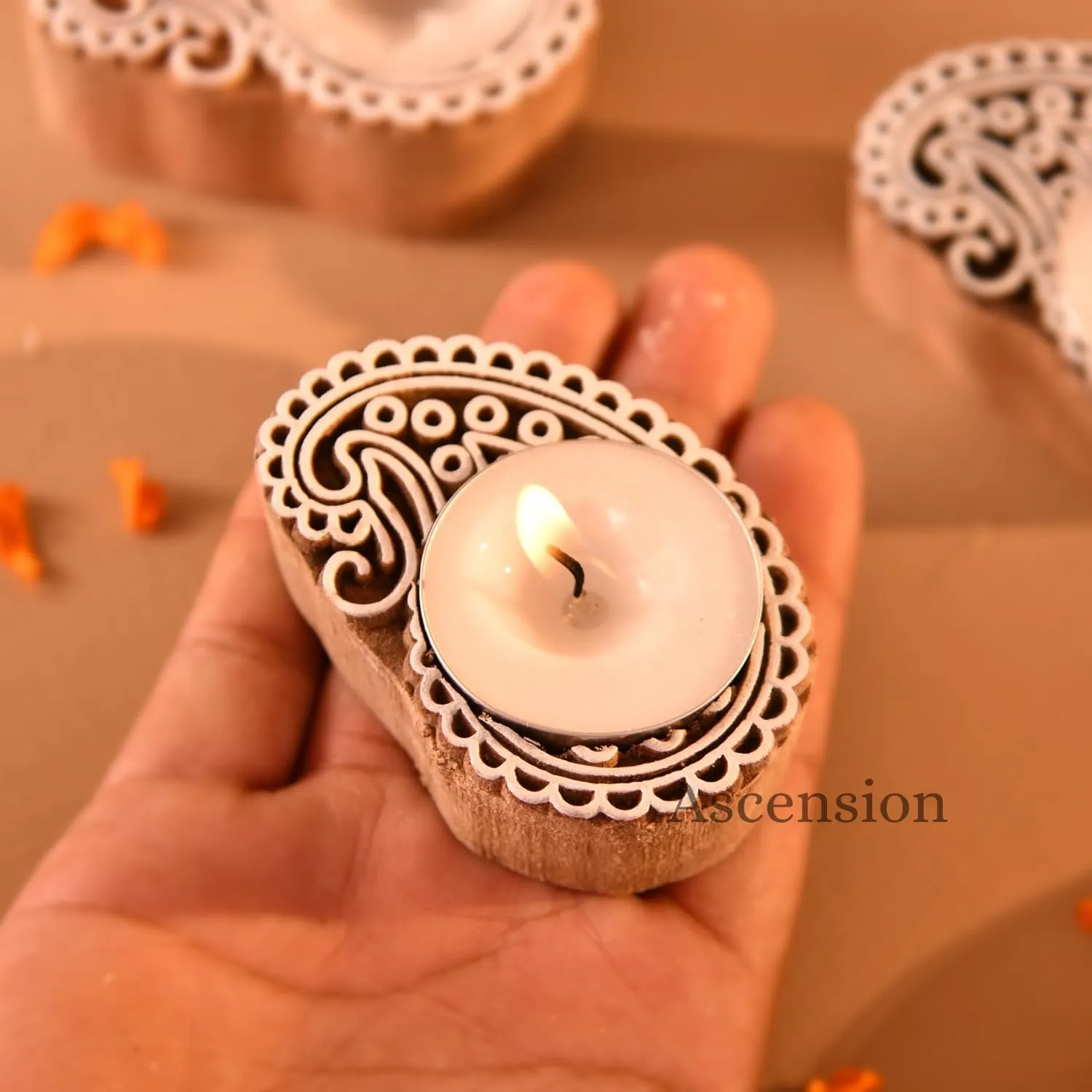 Wooden Peacock Tealight Holder