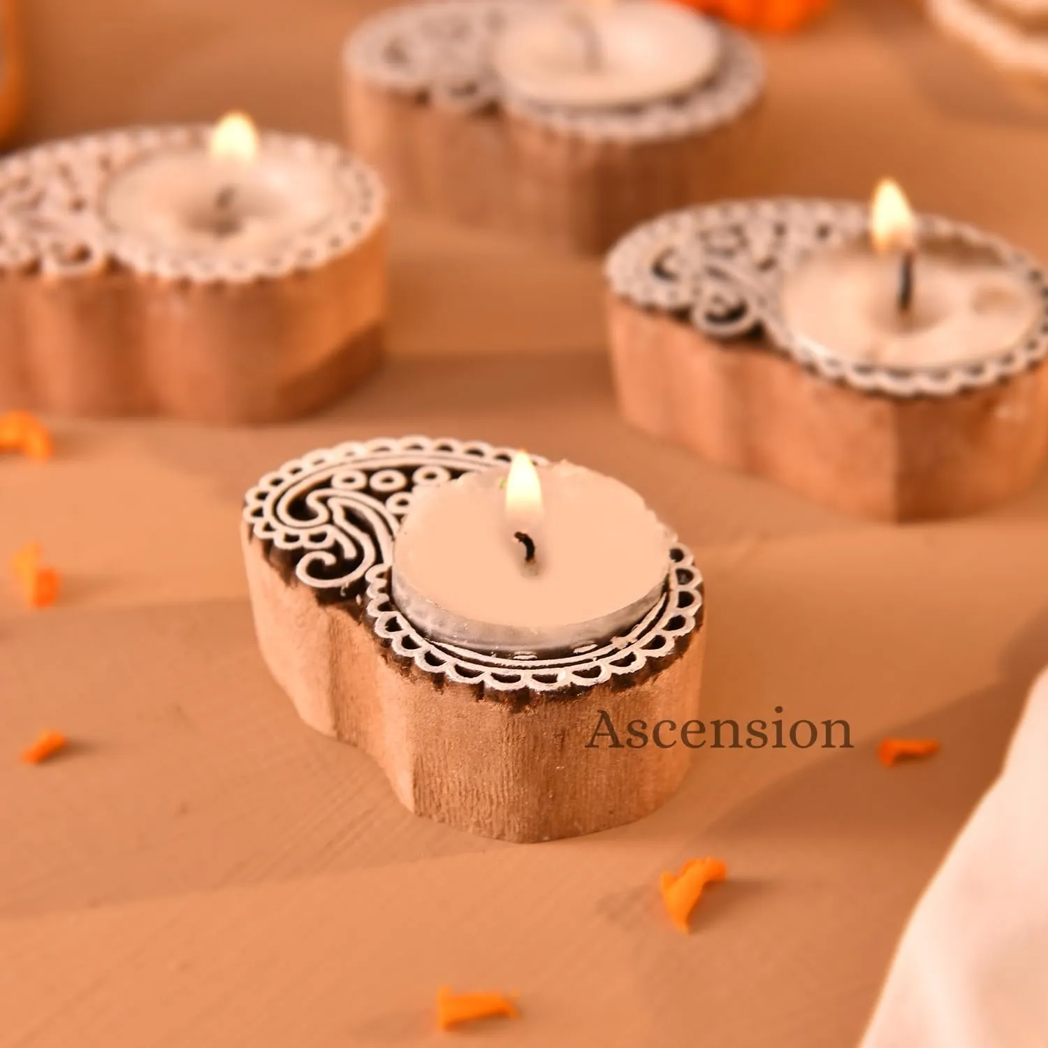 Wooden Peacock Tealight Holder