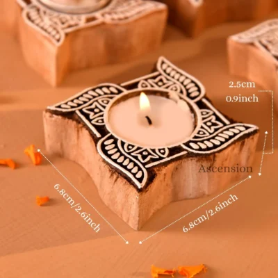 Wooden Swastik Tealight Holder