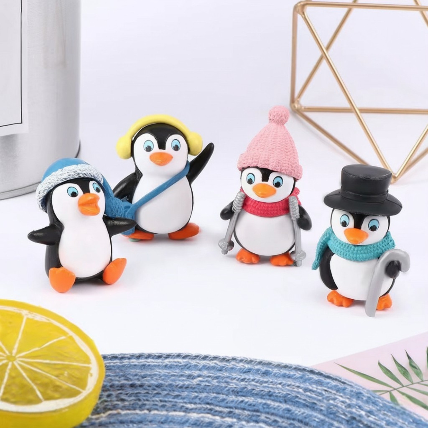 ascension Set of 4 Pieces Penguin Miniature for Home, Garden, Living Room, Car Dashboard, Restaurant Decoration and Cake Topper Decoration Penguin Miniatures Unique Gifts