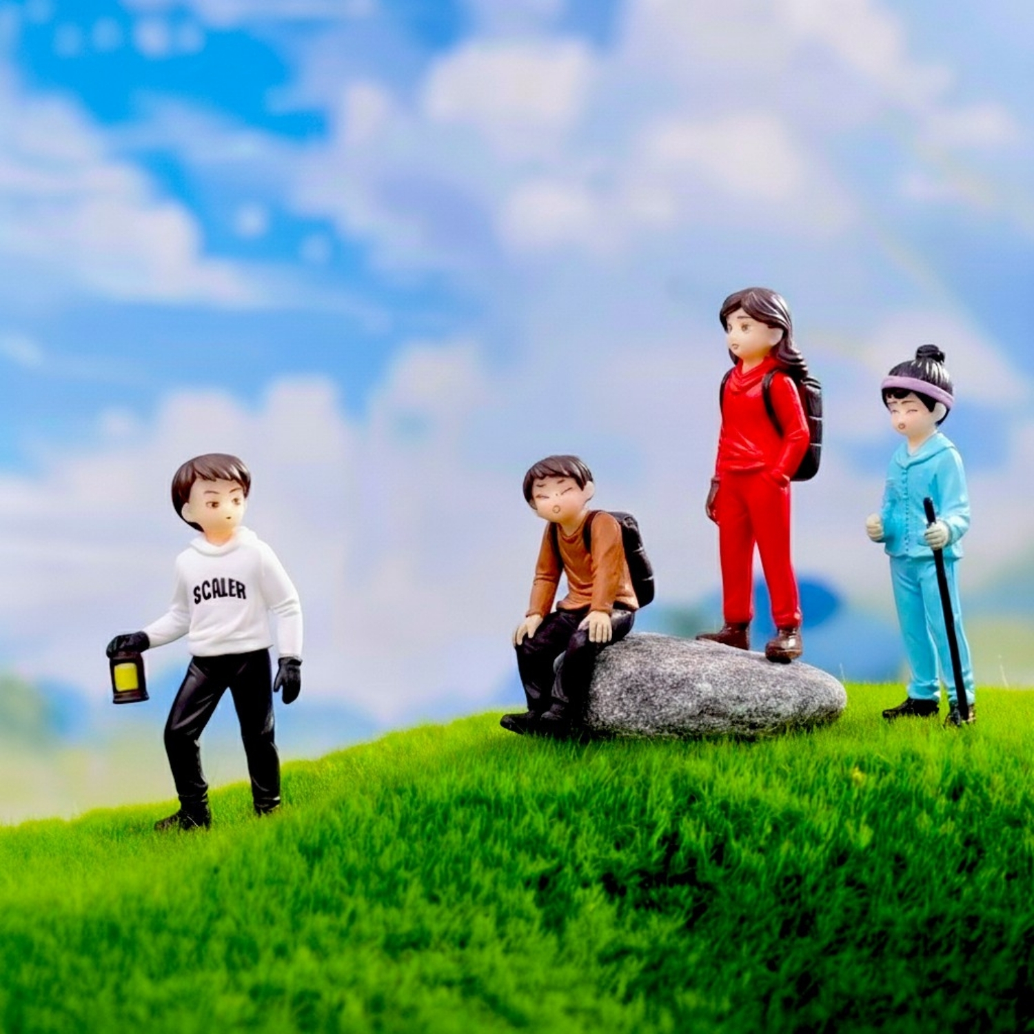 ascension Set of 4 Miniature Hiking Figurines Resin Adventure Theme Mini People for Terrarium, Garden, Desk D?cor & DIY Crafts Miniature Set for Living Room Bed Room Decoration & Gifts Item - Image 6