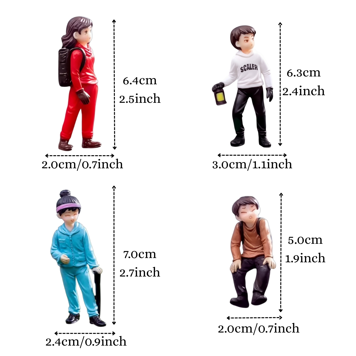 ascension Set of 4 Miniature Hiking Figurines Resin Adventure Theme Mini People for Terrarium, Garden, Desk D?cor & DIY Crafts Miniature Set for Living Room Bed Room Decoration & Gifts Item - Image 2