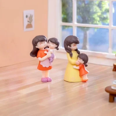ascension Cute Mother and Child Miniature Figurines Set for Girlfriend Boyfriend Figurines and Valentine Decor Items Showpiece for Valentines Gift Miniature Set for Living Room Bed Room Decoration