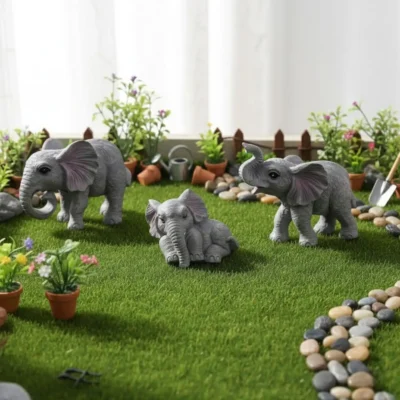 ascension 3Pcs Mini Cute Elephant Animals Miniature Figurines for Home, Living Room,Garden, Restaurant Decoration Christmas Birthday Gifts Cake Decoration Items & Kids Gift Item