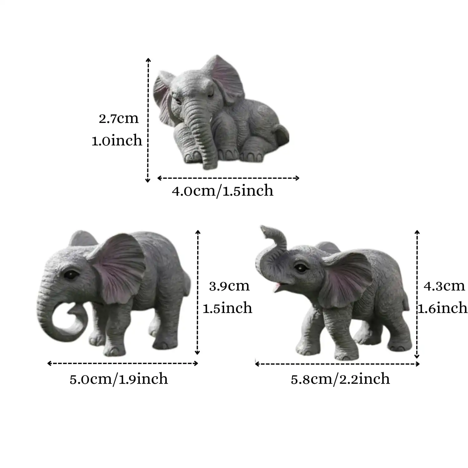 ascension 3Pcs Mini Cute Elephant Animals Miniature Figurines for Home, Living Room,Garden, Restaurant Decoration Christmas Birthday Gifts Cake Decoration Items & Kids Gift Item - Image 2