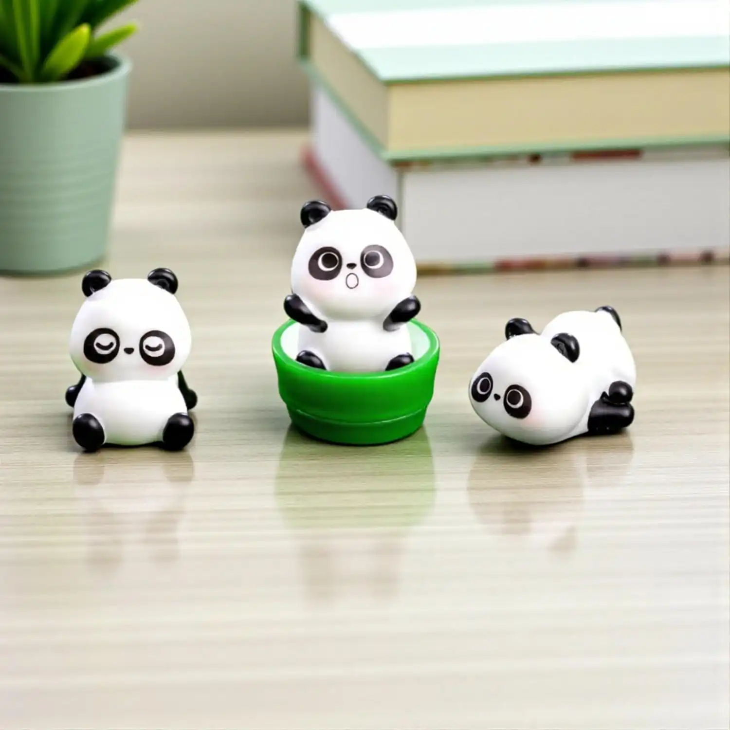 ascension 3 pcs Cute Panda Miniature Unique Gifts for Girlfriend Boyfriend Panda Miniature Set for Garden D?cor, Living Room, Office, Restaurant Decoration Lifestyle Panda Miniature