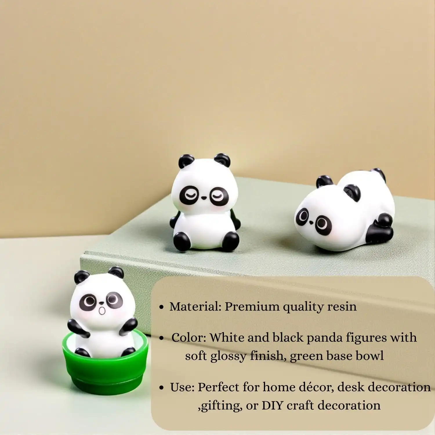 ascension 3 pcs Cute Panda Miniature Unique Gifts for Girlfriend Boyfriend Panda Miniature Set for Garden D?cor, Living Room, Office, Restaurant Decoration Lifestyle Panda Miniature - Image 3