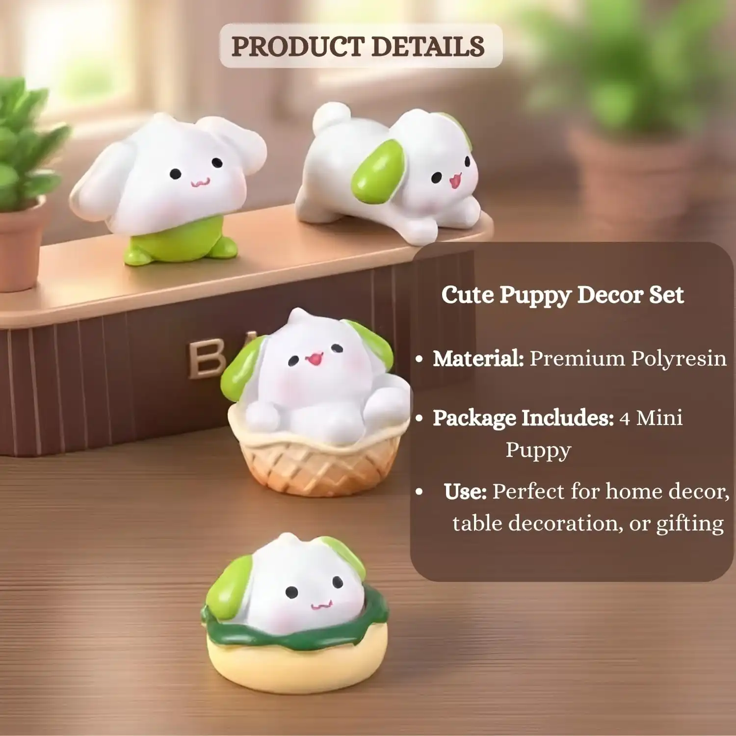 ascension 4 Pieces of Cute Dogs Miniature Set Unique Gifts for Girlfriend Boyfriend Dog Miniature Set for Garden D?cor, Living Room, Office, Restaurant Decoration, Doll House Decor - Image 4