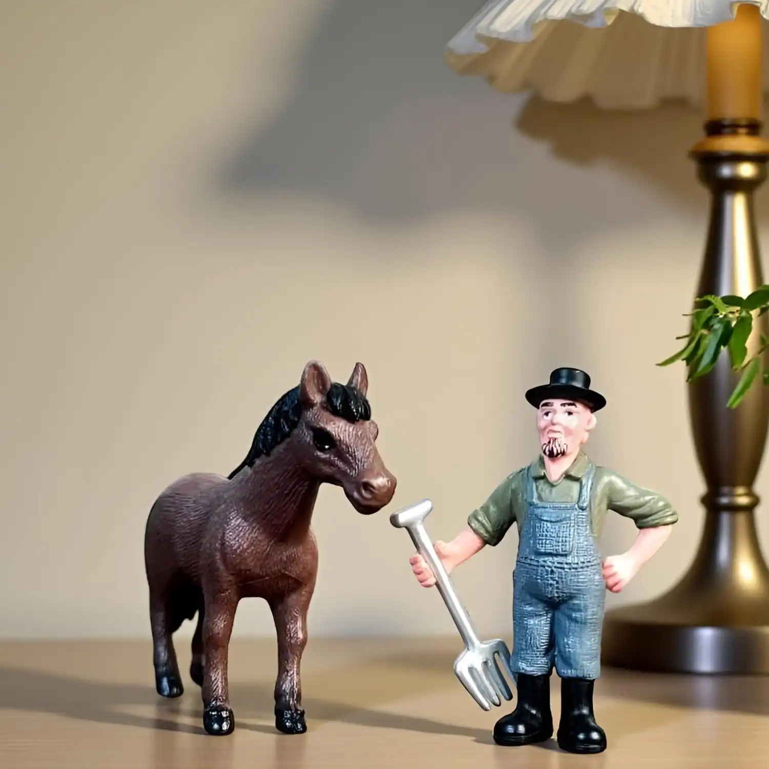 ascension Farmer and Horse Miniature Set Farmer Figure with Horse for Fairy Garden, Dollhouse, Terrarium, Home D?cor, DIY Craft, and Mini Landscape Decoration Accessories & Gift Item