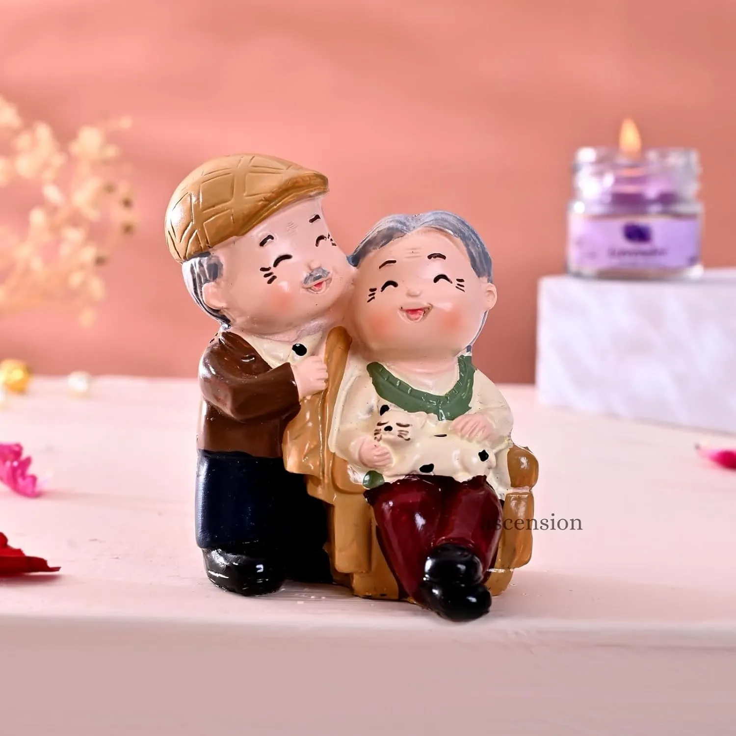 Old Couple with Cat Love