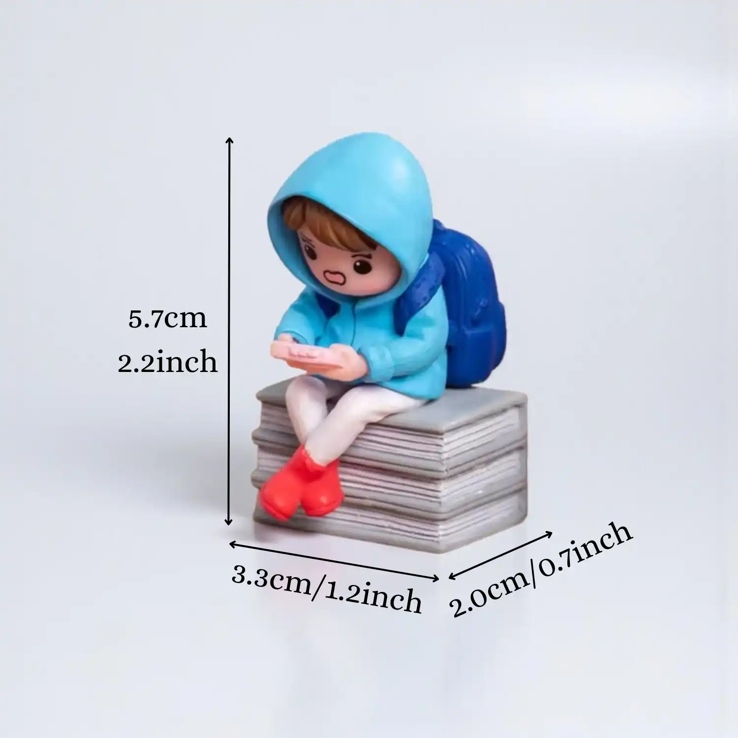 ascension Cute Couple Mini Figurines with Hoodies Sitting on Books Gift for Girlfriend Boyfriend Husband Wife Miniature Statue Showpiece for Valentines Day Gift Romantic Gifts for Your Love Miniature - Image 4