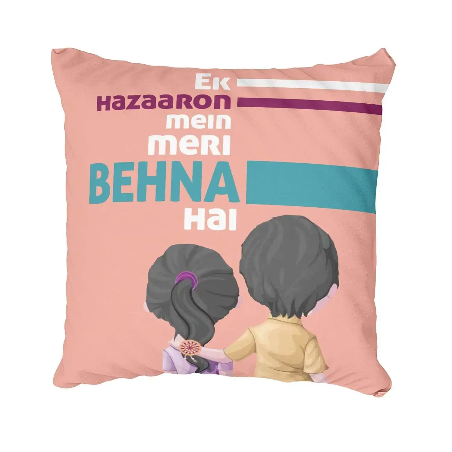 Hazaaron Main Behna Decorative Throw Pillow Cushion Cover & Filler For Sister Birthday Rakhi Return Gifts