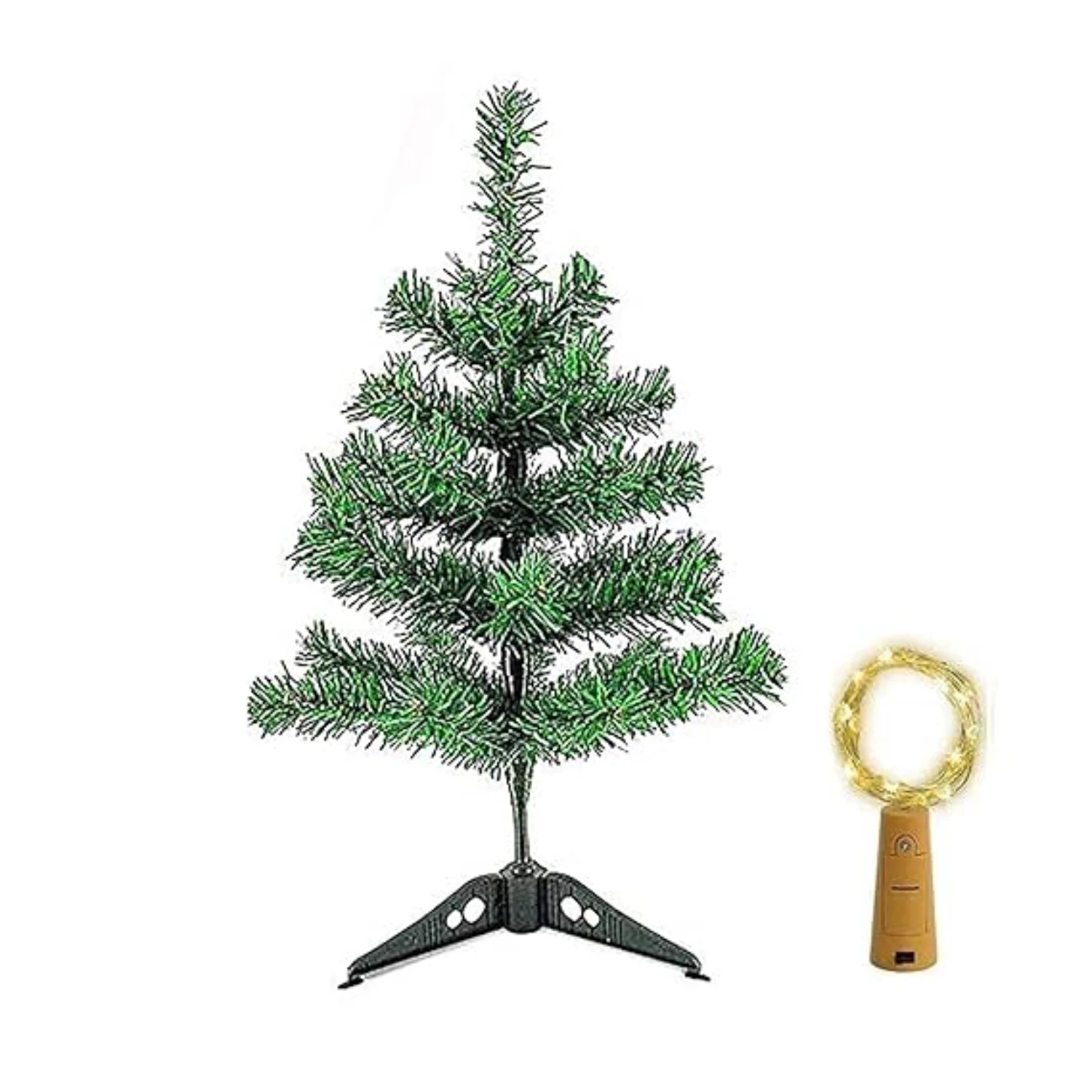 Ascension Mini Artificial Christmas Tree Trees 1Feet Christmas DIY Decoration Decor Home Table Top Decoration with 1 Bottle Light Cork Mini Copper Wire Warm White Light