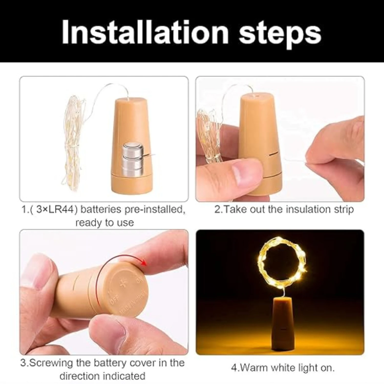 Ascension Mini Artificial Christmas Tree Trees 1Feet Christmas DIY Decoration Decor Home Table Top Decoration with 1 Bottle Light Cork Mini Copper Wire Warm White Light - Image 4