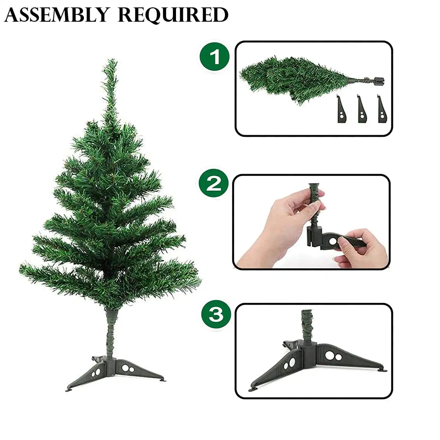 Ascension Mini Artificial Christmas Tree Xmas Normal Tree with Solid Plastic Legs,Light Weight DIY Decoration Decor Perfect for Christmas 2 Feet Christmas Tree - Image 3