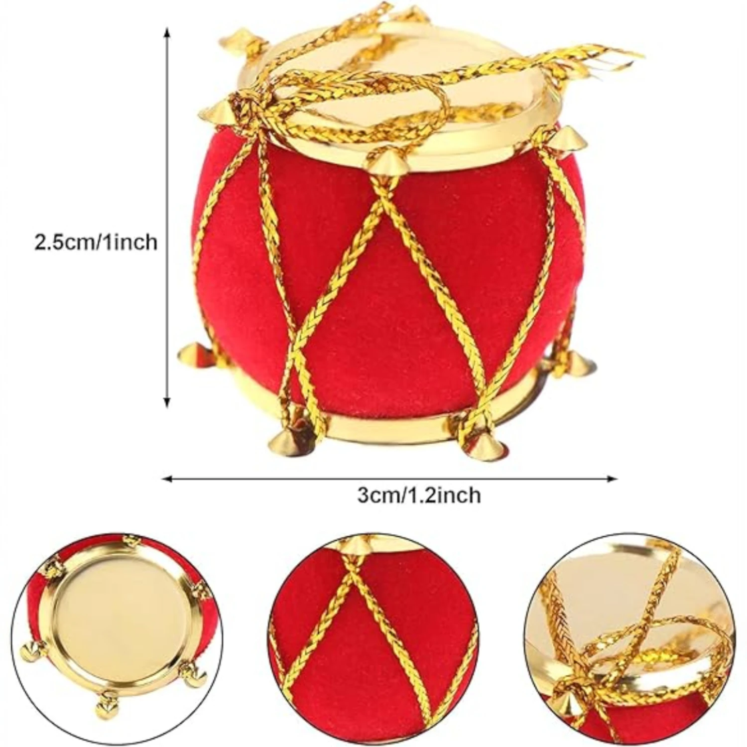 Ascension 12 Pcs Mini Red Artificial Balls &12pcs Mini Drum Set for Christmas Tree Decoration Xmas Tree Decoration Christmas Party Hanging Ornaments Christmas Tree Decor Combo - Image 2