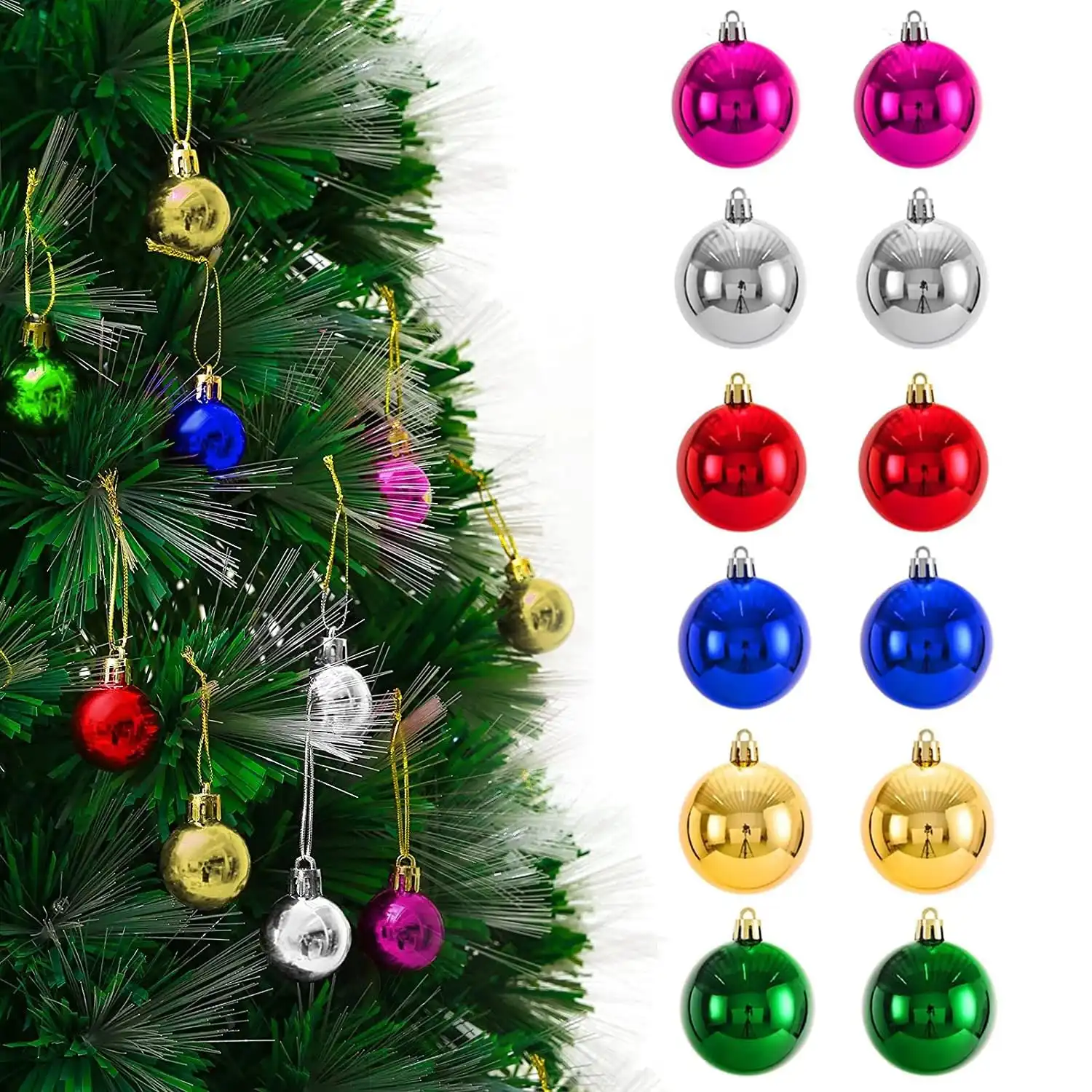 Ascension 12 Pcs Plain Multi Balls for X mas Christmas Tree Decoration and Home Decor Balls Hangings Ornaments Christmas Hanging Tree Balls(Multicolour)